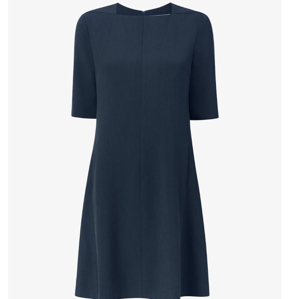 MM Lafleur Navy Short-Sleeve Midi A-Line Dress
